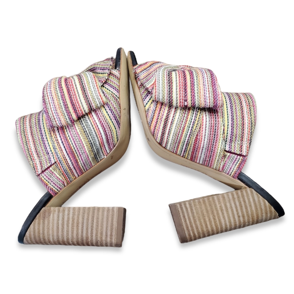 Sam Edelman Women's Yumi Bow Bright Multi Striped Mule Sandals Size 6M, - Picture 5 of 7